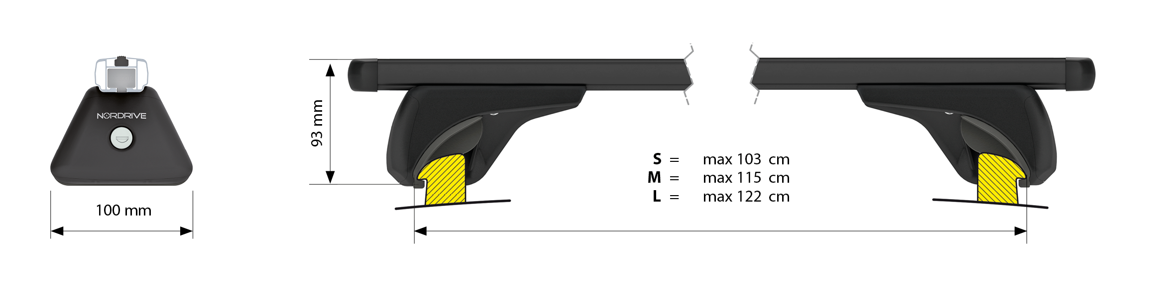 Helio Black In-Rail, set completo barre portatutto in alluminio - L - Evos IA