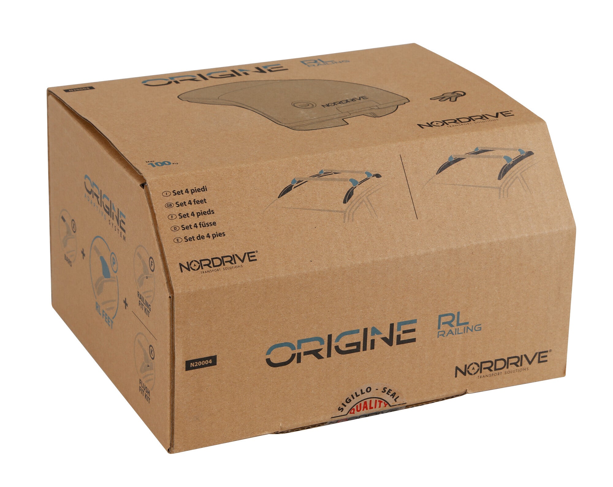 Origine RL (Rail), set 4 piedi per barre portatutto Silenzio CX