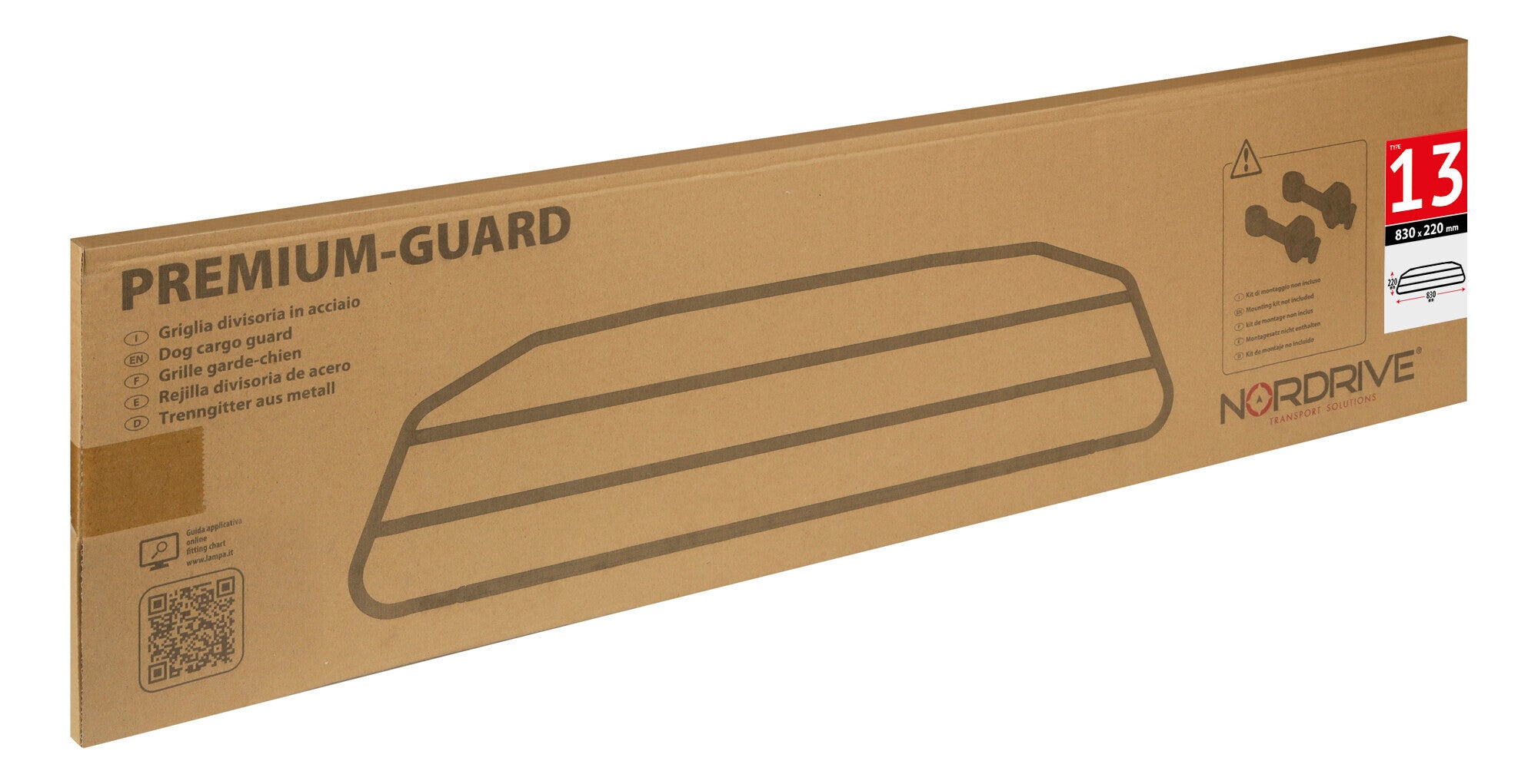 Premium-Guard, griglia divisoria in acciaio - Type 13 - 830x220 mm