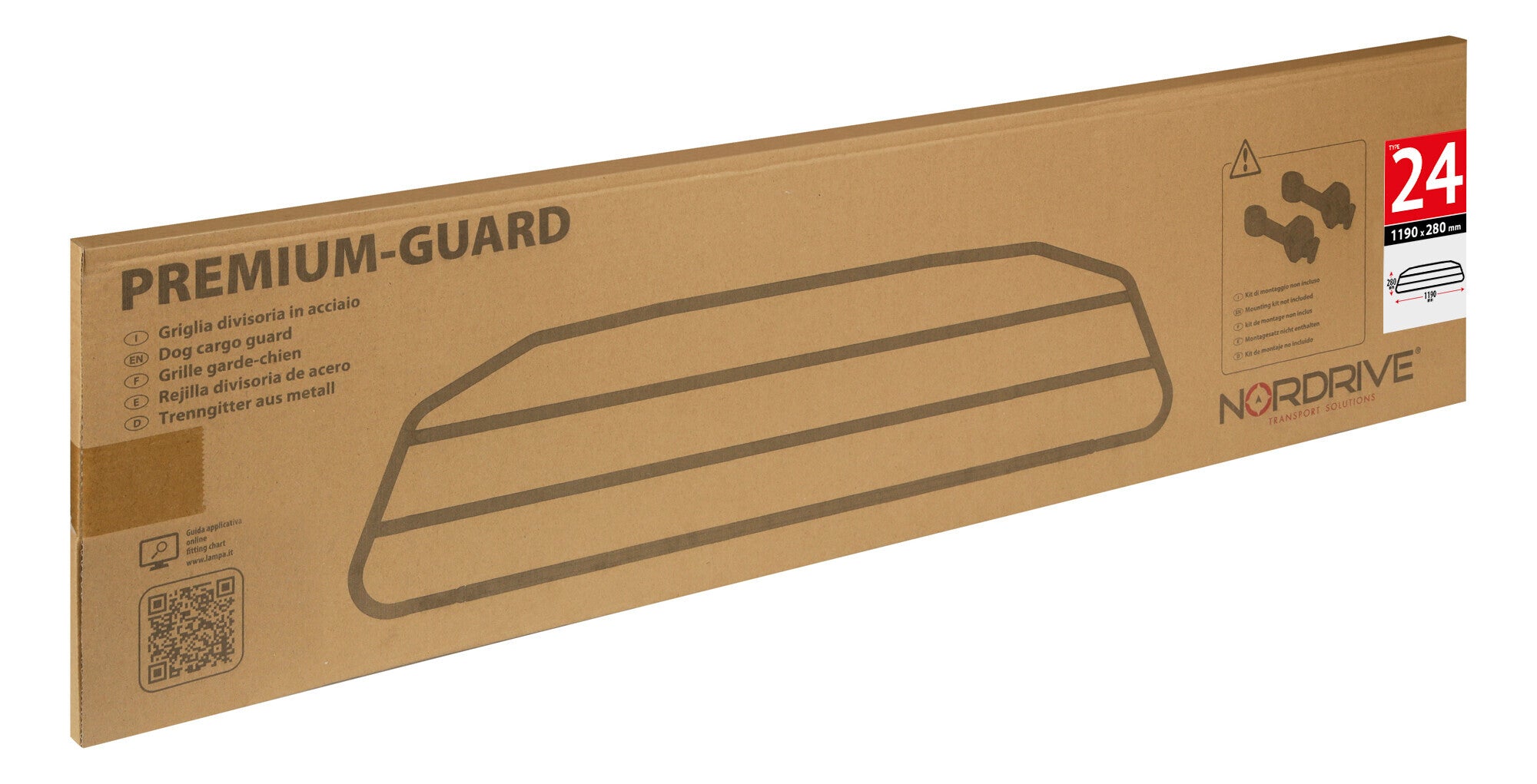 Premium-Guard, griglia divisoria in acciaio - Type 24 - 1190x280 mm