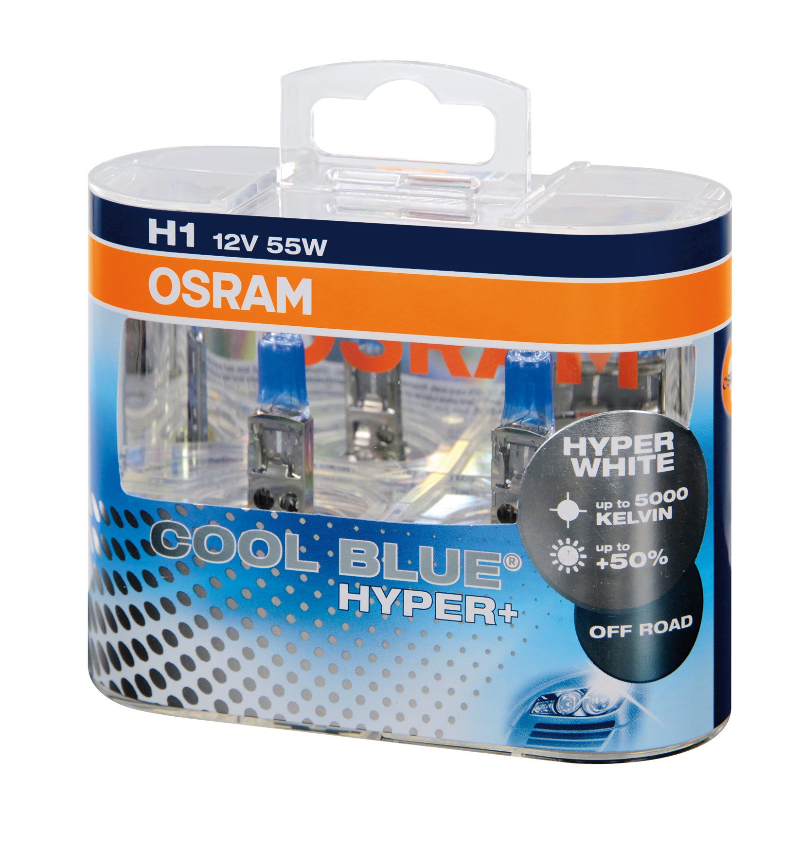 12V Cool Blue Hyper+ - (H1) - 55W - P14,5s - 2 pz - Scatola Plast.