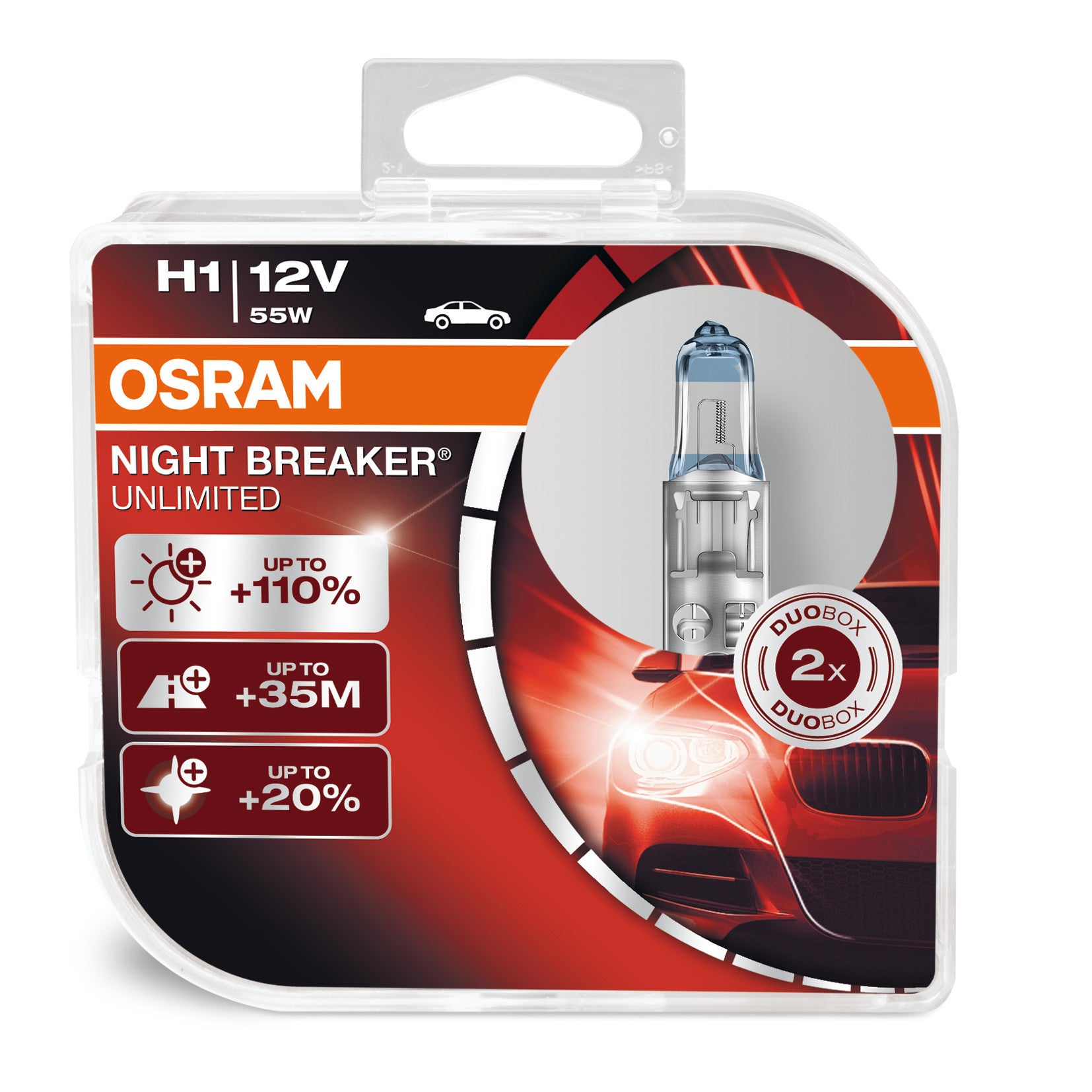 12V Night Breaker Unlimited - H1 - 55W - P14,5s - 2 pz - Scatola Plast.