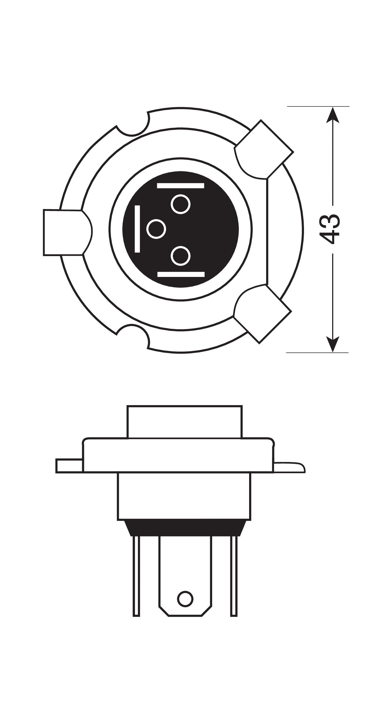 12V Lampada alogena - H19 - 60/55W - PU43t-3 - 1 pz - D/Blister