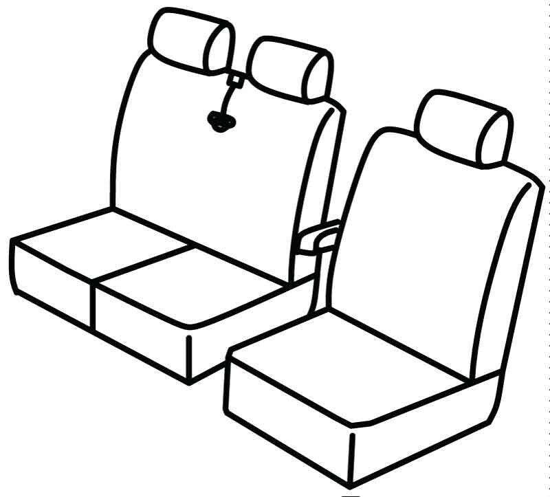 Set coprisedili Superior - Nero/Blu - compatibile per Ford Transit Custom (10/12>12/17)