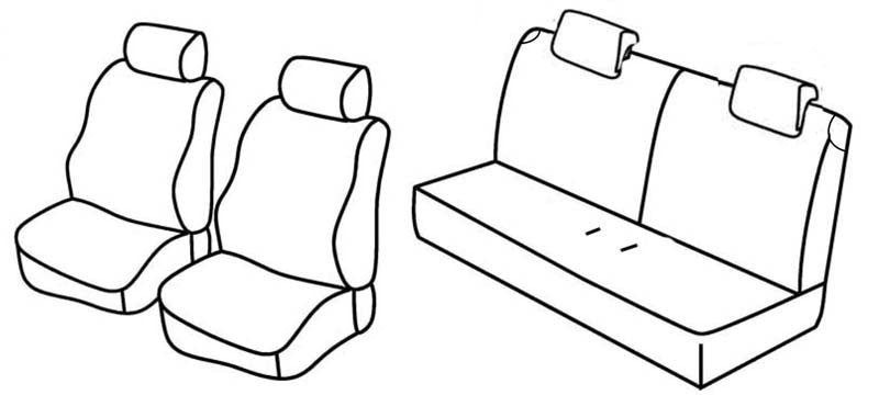 Set coprisedili Superior - Nero/Rosso - compatibile per Fiat Panda (09/03>01/12) - Fiat Panda Classic (02/12>12/12)