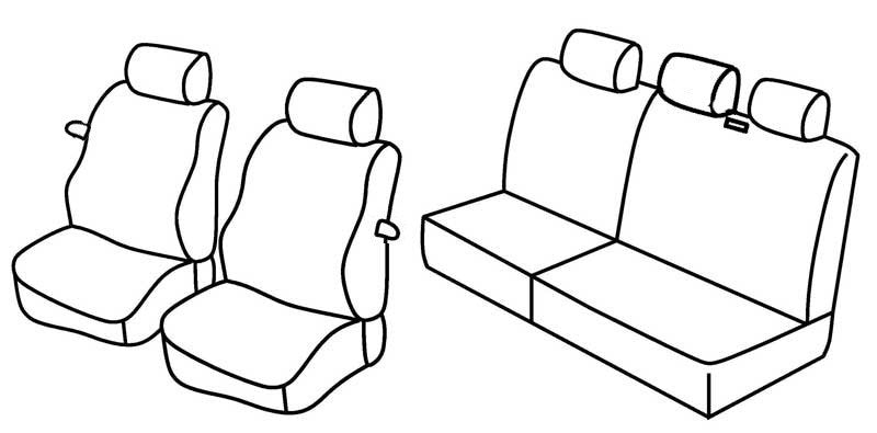 Set coprisedili Superior - Nero/Blu - compatibile per Fiat Punto 3p (09/99>04/03) fino al 2001