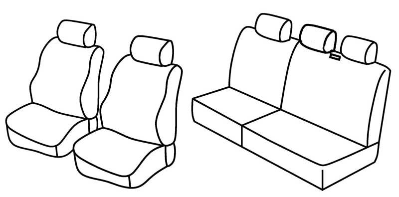 Set coprisedili Superior - Nero/Rosso - compatibile per Fiat Punto 5p (09/99>04/03) fino al 2001