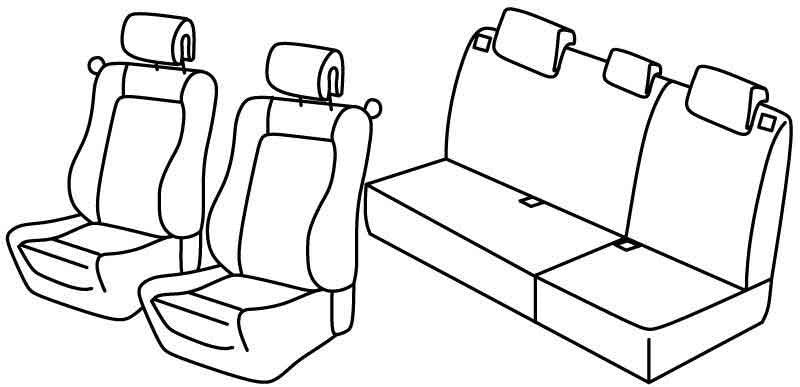 Set coprisedili Superior - Nero/Blu - compatibile per Renault Clio II 3p (03/98>09/05) dal 6/2001, Community, Dinamique