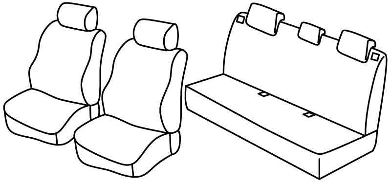 Set coprisedili Superior - Nero/Rosso - compatibile per Renault Clio II 5p (03/98>09/05) dal 6/2001, No Community, No Dinamique