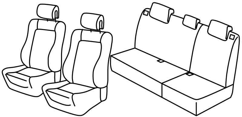Set coprisedili Superior - Nero/Rosso - compatibile per Renault Clio II 5p (03/98>09/05) dal 6/2001, Community, Dinamique