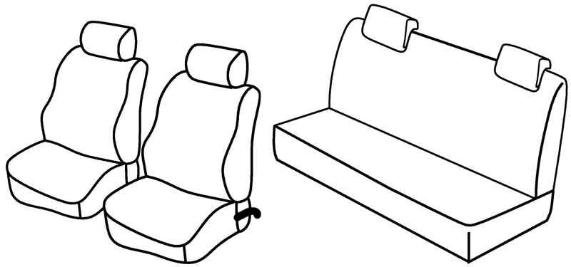 Set coprisedili Superior - Nero/Blu - compatibile per Renault Twingo (06/07>08/14) dal 10/2011