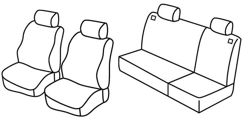 Set coprisedili Superior - Nero/Blu - compatibile per Volkswagen Polo 3p (08/94>10/01) dal 9/1999 - Volkswagen Polo 5p (08/94>10/01) dal 9/1999