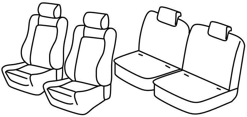 Set coprisedili Superior - Nero/Rosso - compatibile per Citroen C2 (10/03>03/10) VTR