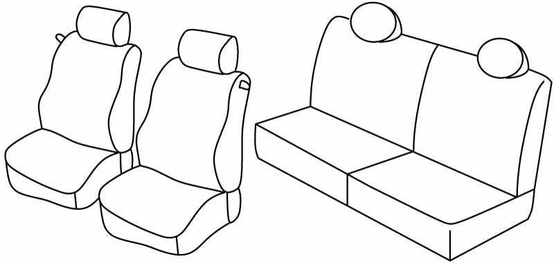 Set coprisedili Superior - Nero/Rosso - compatibile per Lancia Ypsilon 3p (09/03>05/11) - Lancia Ypsilon Unyca 3p (06/11>12/13)