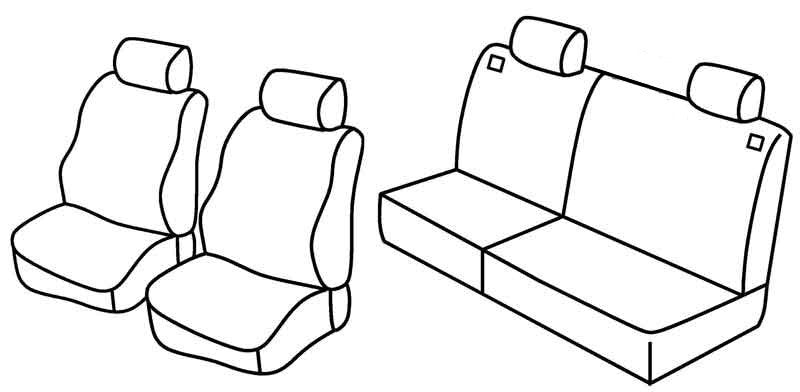 Set coprisedili Superior - Nero/Blu - compatibile per Peugeot 206 3p (09/98>02/09) fino al 4/2003 - Peugeot 206 5p (09/98>02/09) fino al 4/2003, no Roland Garros