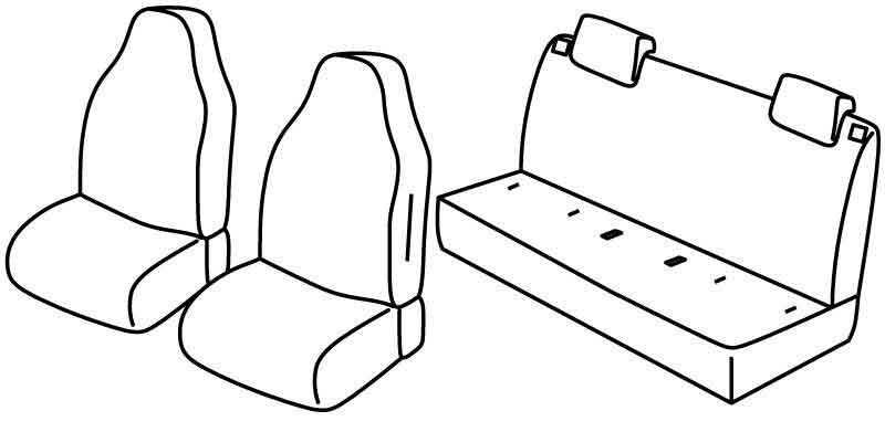Set coprisedili Superior - Nero/Rosso - compatibile per Seat Mii 5p (05/12>07/20) - Skoda Citigo 5p (05/12>10/19) - Volkswagen Up! 5p (01/12>12/23) - Volkswagen Up! Cross (10/13>09/19)