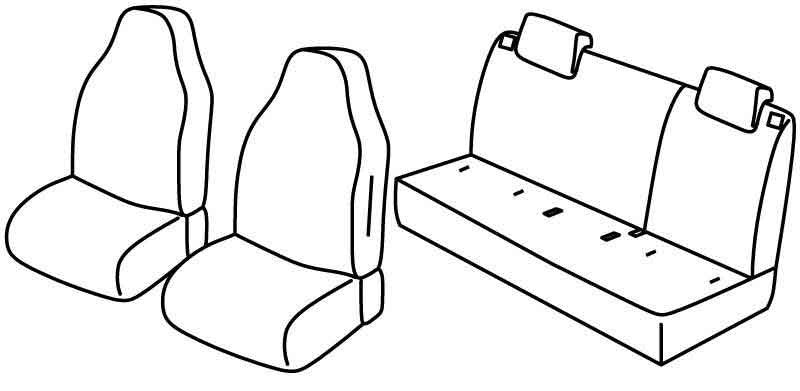 Set coprisedili Superior - Nero/Rosso - compatibile per Seat Mii 5p (05/12>07/20) - Skoda Citigo 5p (05/12>10/19) - Volkswagen Up! 5p (01/12>12/23) - Volkswagen Up! Cross (10/13>09/19)