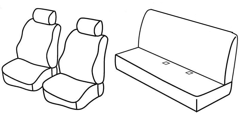 Set coprisedili Superior - Nero/Rosso - compatibile per Renault Kangoo 5p (01/97>01/08) fino al 2006