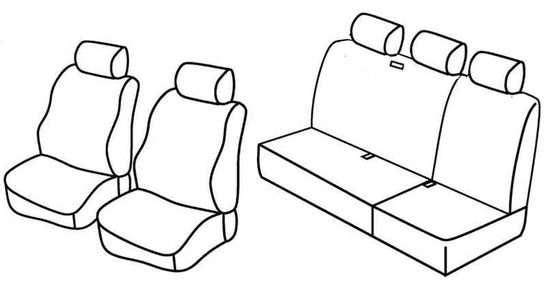 Set coprisedili Superior - Nero/Rosso - compatibile per Renault Kangoo 5p (01/97>01/08)