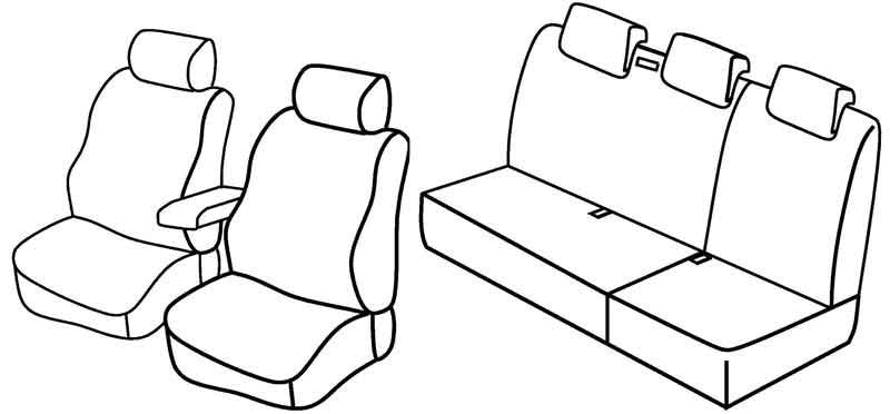 Set coprisedili Superior - Nero/Rosso - compatibile per Renault Kangoo 5p (01/97>01/08)