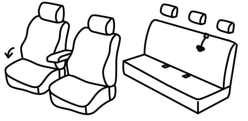 Set coprisedili Superior - Nero/Blu - compatibile per Renault Kangoo 5p (02/08>05/21) Maxi