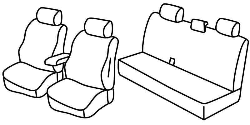 Set coprisedili Superior - Nero/Blu - compatibile per Toyota Hilux Pick-Up (06/16>09/20)