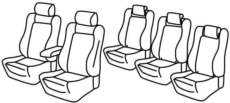 Set coprisedili Superior - Nero/Grigio - compatibile per Volkswagen Sharan (10/10>07/20) Comfortline / Highline