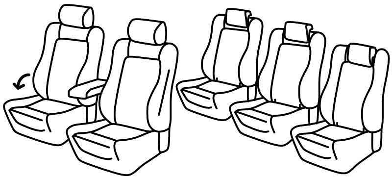 Set coprisedili Superior - Nero/Grigio - compatibile per Volkswagen Sharan (10/10>07/20) Comfortline / Highline