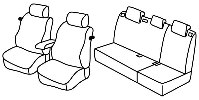 Set coprisedili Superior - Grigio/Nero - compatibile per Volkswagen Polo 3p (05/14>09/17) Trendline, Family