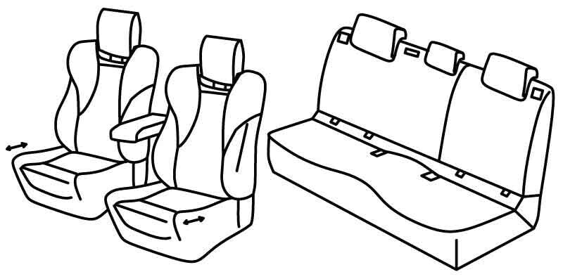Set coprisedili Superior - Nero/Blu - compatibile per Audi Q4 E-Tron 5p (06/21>)