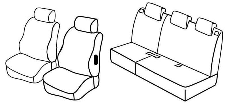 Set coprisedili Superior - Nero/Grigio - compatibile per Citroen Berlingo Multispace (04/08>08/18) - Peugeot Partner Tepee (05/08>08/18)