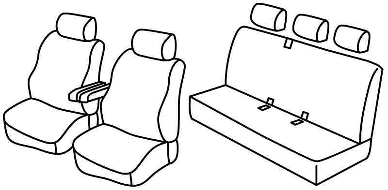 Set coprisedili Superior - Nero/Blu - compatibile per Citroen Berlingo Multispace (04/08>08/18) - Peugeot Partner Tepee (05/08>08/18)