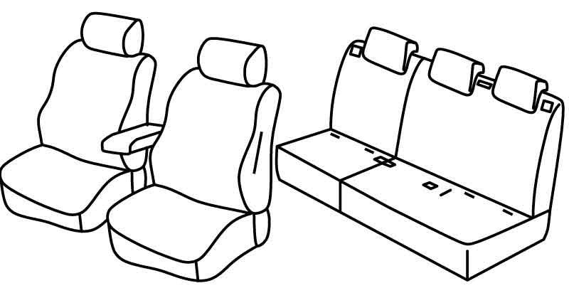 Set coprisedili Superior - Nero/Blu - compatibile per Fiat Doblò 5p (01/10>07/22) - Opel Combo Tour (04/12>12/17)