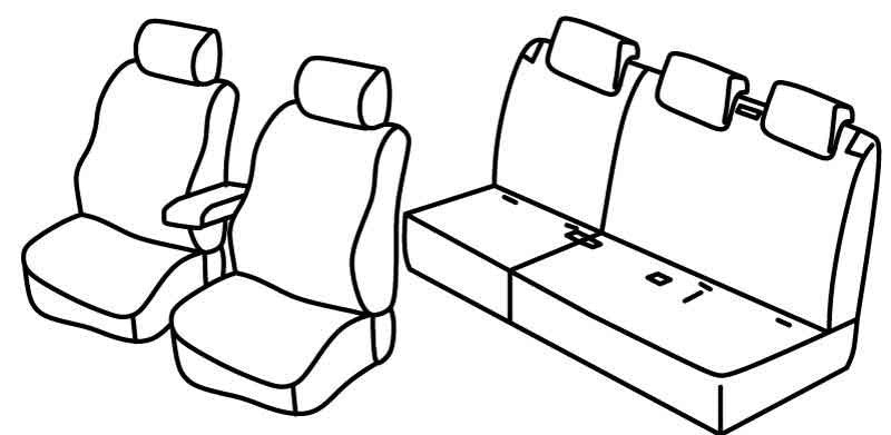 Set coprisedili Superior - Grigio/Nero - compatibile per Fiat Doblò 5p (01/10>07/22) - Opel Combo Tour (04/12>12/17)