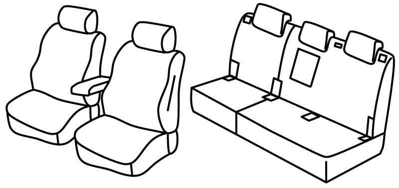 Set coprisedili Superior - Grigio/Nero - compatibile per Ford Tourneo Connect (09/18>02/22)