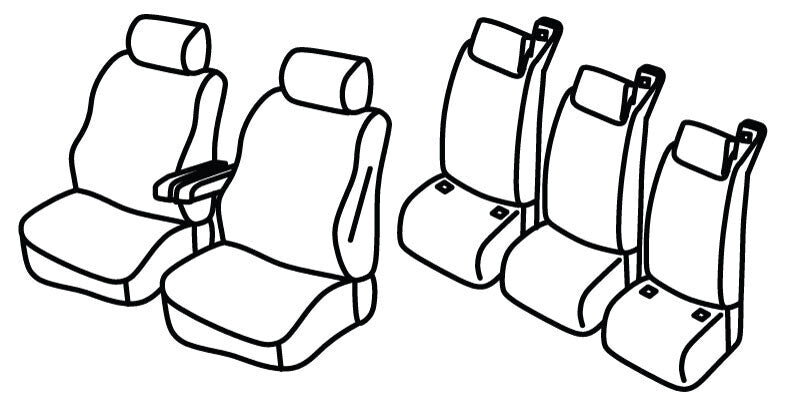 Set coprisedili Superior - Nero/Blu - compatibile per Ford Tourneo Custom (08/23>)