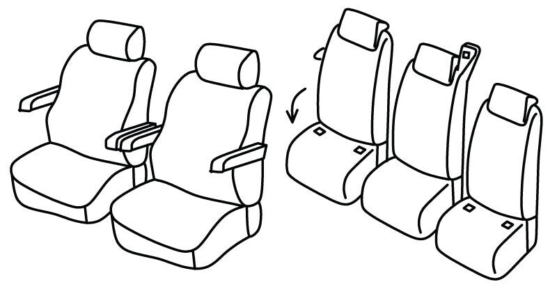 Set coprisedili Superior - Nero/Grigio - compatibile per Ford Tourneo Custom (08/23>) - Volkswagen Transporter T7 (03/25>)
