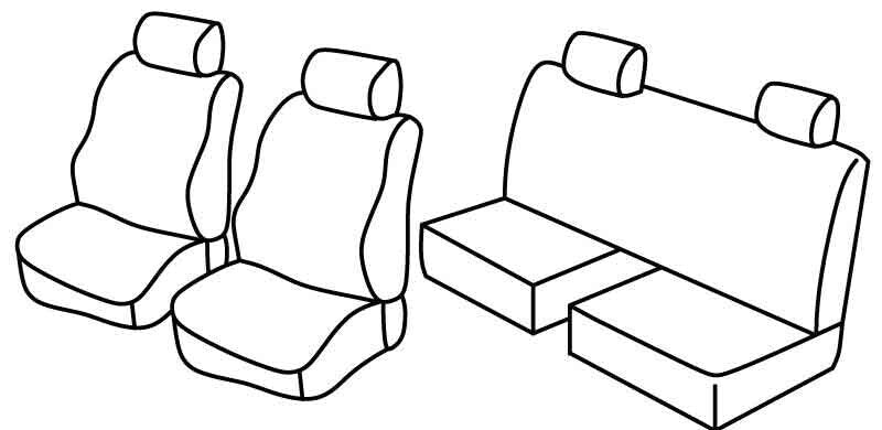 Set coprisedili Superior - Nero/Rosso - compatibile per Mitsubishi L200 Club Cab (01/05>08/15)