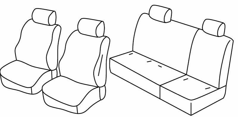 Set coprisedili Superior - Nero/Blu - compatibile per Nissan Navara 4p (01/05>07/14) Dal 2010