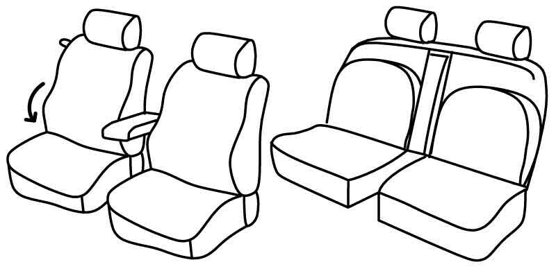 Set coprisedili Superior - Nero/Rosso - compatibile per Nissan Navara 4p (01/05>07/14) Club Cab