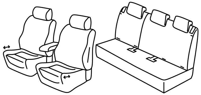 Set coprisedili Superior - Nero/Blu - compatibile per Opel Crossland (10/20>07/24) - Opel Crossland X (06/17>09/20)