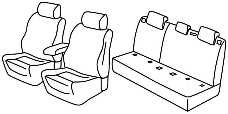 Set coprisedili Superior - Nero/Grigio - compatibile per Peugeot 2008 (12/19>) GT Line - Peugeot 208 5p (11/19>) GT Line