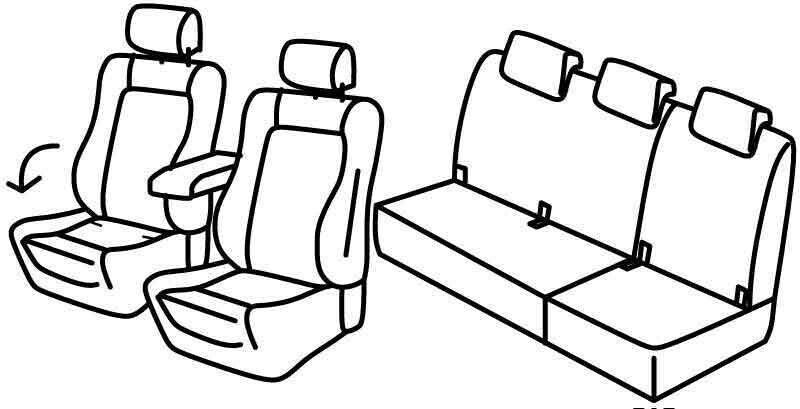 Set coprisedili Superior - Nero/Rosso - compatibile per Renault Scenic 5 posti (10/16>12/22)