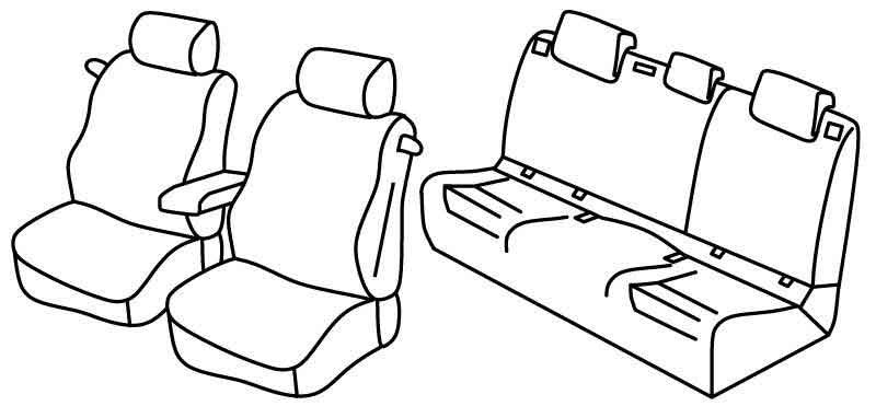 Set coprisedili Superior - Nero/Blu - compatibile per Volkswagen Golf VII 3p (11/12>12/19) Trendline