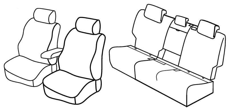 Set coprisedili Superior - Nero/Blu - compatibile per Volkswagen Golf VII Sportsvan (05/14>08/18) Comfortline, Highline