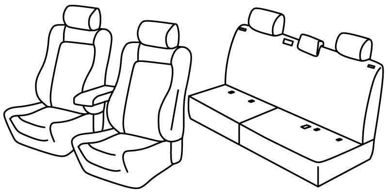 Set coprisedili Superior - Nero/Blu - compatibile per Volkswagen Amarok (04/11>10/22) Highline, Comfortline