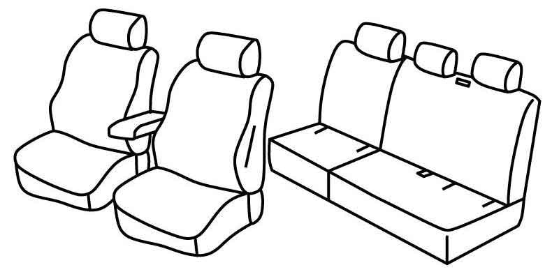Set coprisedili Superior - Nero/Grigio - compatibile per Volkswagen Caddy Life (01/04>08/15) Fino al 09/2010