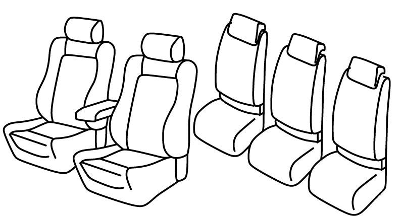 Set coprisedili Superior - Nero/Blu - compatibile per Volkswagen Touran (08/10>08/15) Highline