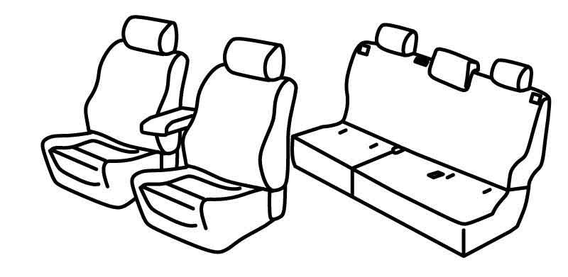 Set coprisedili Superior - Nero/Grigio - compatibile per Volkswagen Amarok (07/16>10/22) Aventura