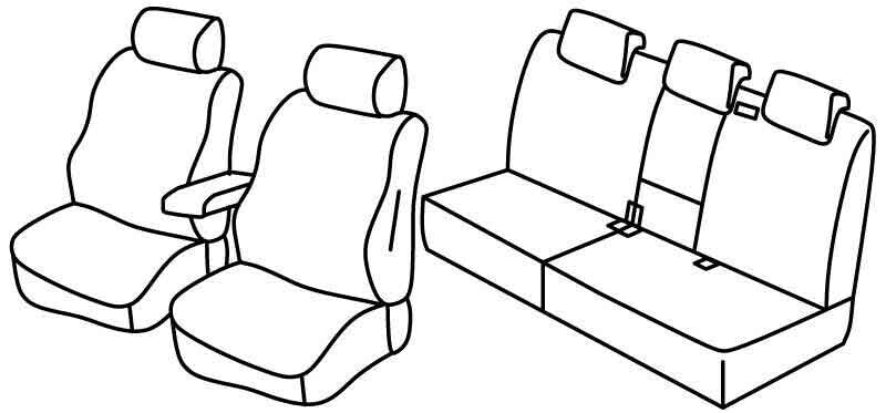 Set coprisedili Superior - Nero/Blu - compatibile per Volkswagen Tiguan (12/07>08/11) Trendline